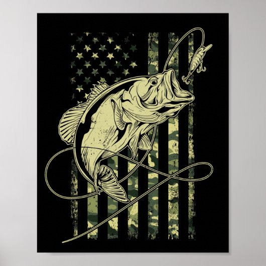 Bass Fishing American Flag USA Fischer Poster (Vorne)