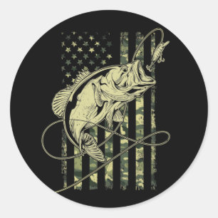 Bass Fishing American Flag USA Fischer Runder Aufkleber