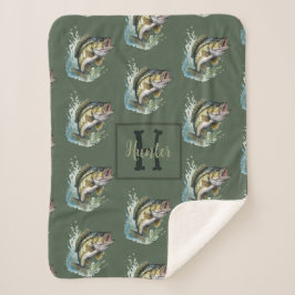 Bass Fishing Baby Name Blanket Sherpadecke