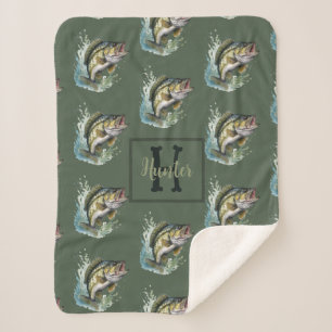 Bass Fishing Baby Name Blanket Sherpadecke