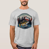 Bass Fishing Cooler Bergwald im Freien T-Shirt (Vorderseite)
