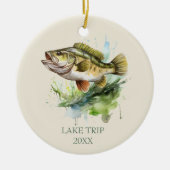 Bass Fishing Dated Fish Keramik Ornament (Vorne)