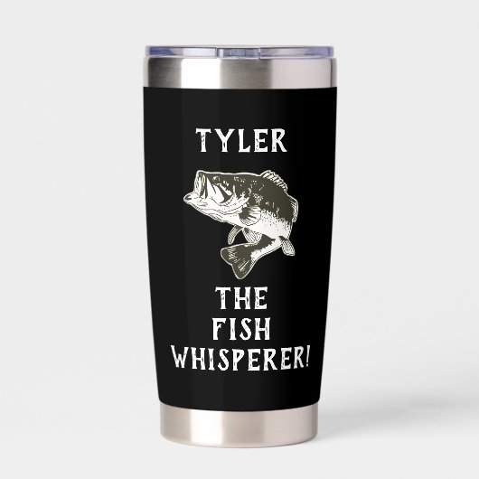 Bass Fishing Fish Whispere Name Funny Angler Thermobecher (Rückseite)