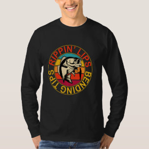 Bass Fishing for Men Funny Fishing Rippin Lips Ben T-Shirt