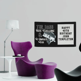 Bass Fishing Happy Birthday Banner Add AGE