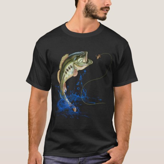 Bass Fishing Largemouth Jumping Fish T-Shirt (Vorderseite)