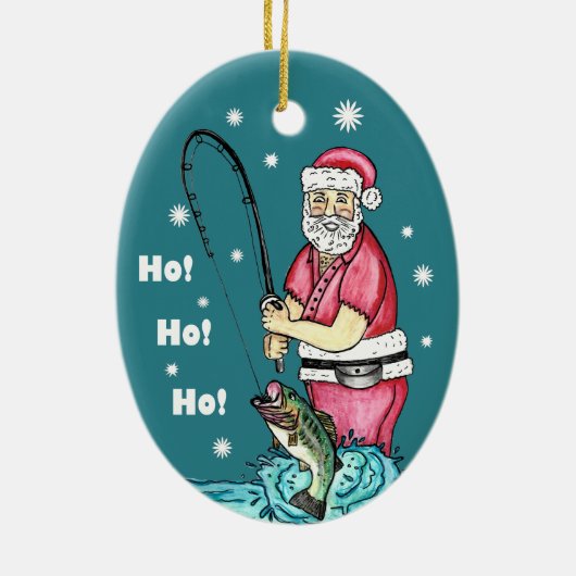 Bass Fishing Weihnachten Keramik Ornament (Hinten)