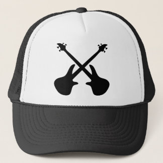 Bass-Gitarre gekreuzt Truckerkappe
