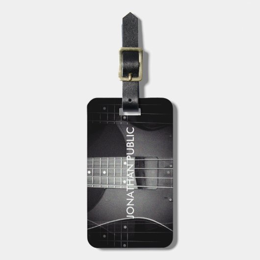 Bass Gitarre-Vorlage Hinzufügen von Text benutzerd Gepäckanhänger (Vorderseite vertikal)