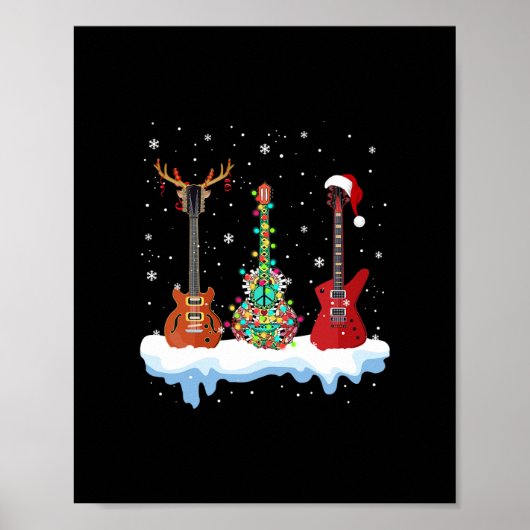 Bass Gitarre Weihnachtsmannmütze Rentideer Hippie  Poster (Vorne)