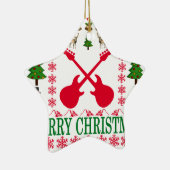 BASS-GITARREN-FROHE WEIHNACHTEN. KERAMIKORNAMENT (Rechts)