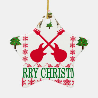 BASS-GITARREN-FROHE WEIHNACHTEN. KERAMIKORNAMENT