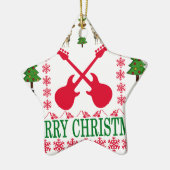 BASS-GITARREN-FROHE WEIHNACHTEN. KERAMIKORNAMENT (Links)