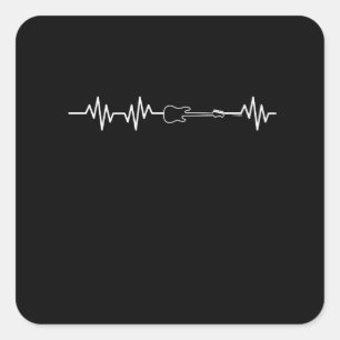 Bass-Gitarren-Herzschlag-Bass-Gitarren-Liebhaber Quadratischer Aufkleber