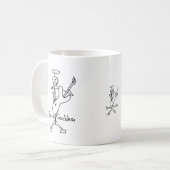 Bass-Göttin-Strichmännchen-weiblicher Bass-Spieler Kaffeetasse (Vorderseite Links)