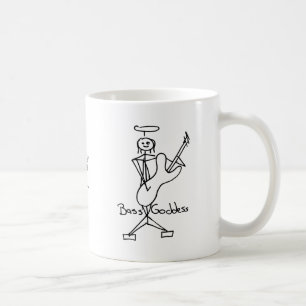 Bass-Göttin-Strichmännchen-weiblicher Bass-Spieler Kaffeetasse