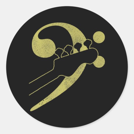 Bass Guitar Clef Bassist Musician Music Bass Runder Aufkleber (Vorderseite)