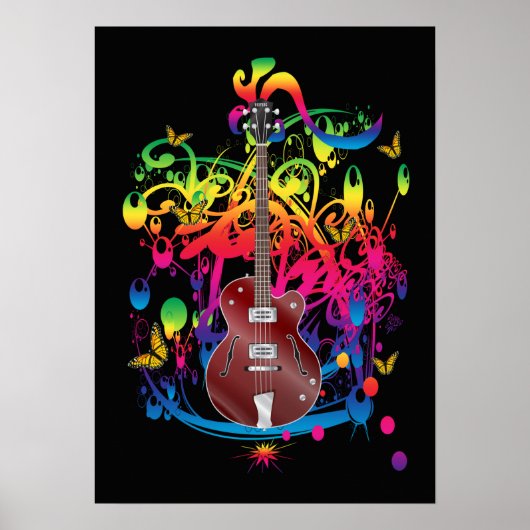 Bass Guitar Color Splash Poster (Vorne)