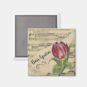 Bass Guitar Elegante Tulip Vintage Noten Magnet (Vorderseite/Rückseite)