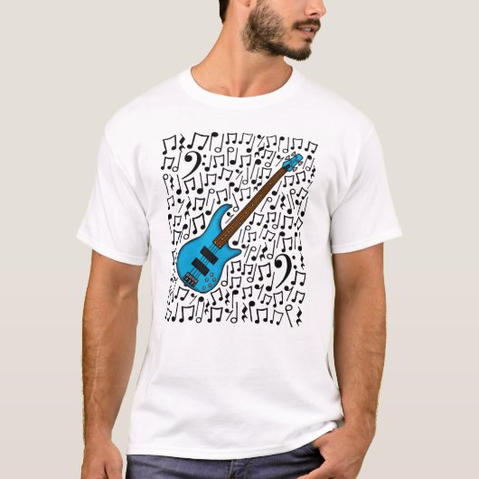 Bass Guitar Musical Notes Bassist Musiker T-Shirt (Vorderseite)