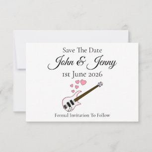 Bass Guitar Musician Wedding rettet das Datum