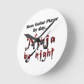 Bass Guitar Ninja Runde Wanduhr (Winkel)