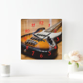 Bass Guitar Quadratische Wanduhr (Zuhause)