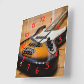 Bass Guitar Quadratische Wanduhr (Winkel)