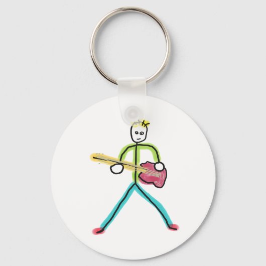 Bass Guitar Stickman Schlüsselanhänger (Vorderseite)