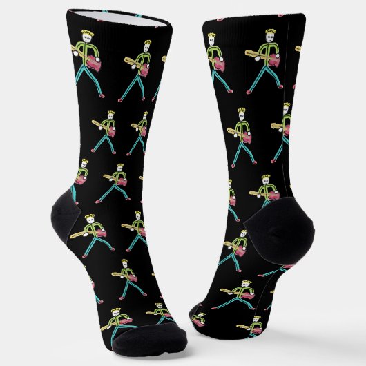 Bass Guitar Stickman Socken (Gewinkelt)