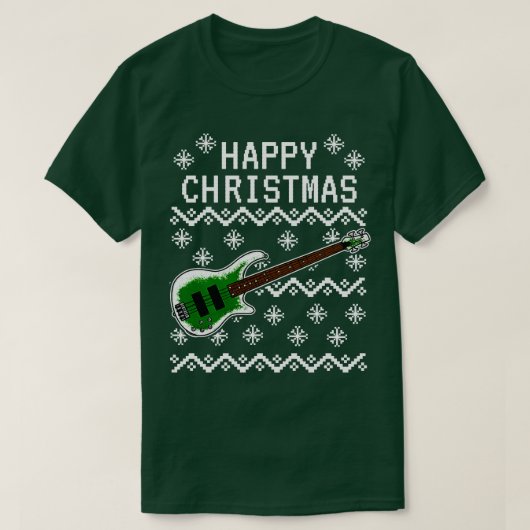 Bass Guitar Ugly Christmas Bassist Musiker 2 T-Shirt (Design vorne)