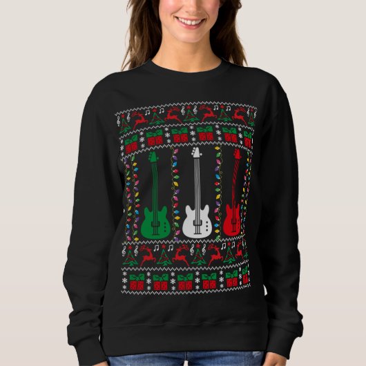 Bass Guitar Ugly Christmas Sweater Guitar Player X Sweatshirt (Vorderseite)