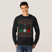 Bass Guitar Ugly Christmas Sweater Guitar Player X T-Shirt (Vorne ganz)