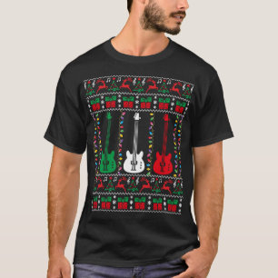 Bass Guitar Ugly Christmas Sweater Guitar Player X T-Shirt