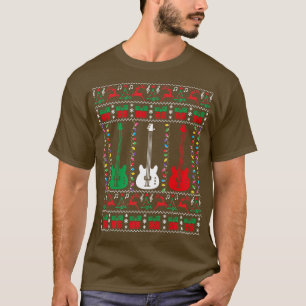 Bass Guitar Ugly Christmas Sweater Guitar Player X T-Shirt