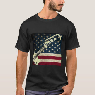 Bass Guitar Us Flag T - Shirt Bass Player Tee Shir