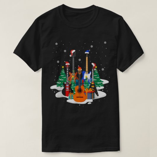 Bass Guitar Weihnachtsmannmütze Guitar Lover Weihn T-Shirt (Design vorne)