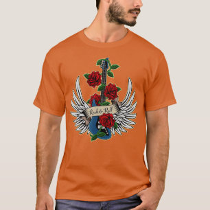 Bass Guitar Wings Rose Rock und Roll Vintag Musi T-Shirt