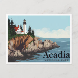 Bass Harbor Head Leuchtturm Vintage Postkarte