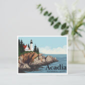 Bass Harbor Head Light Vintage Postkarte (Stehend Vorderseite)