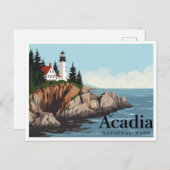 Bass Harbor Head Light Vintage Postkarte (Vorne/Hinten)
