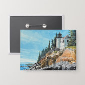 Bass Harbor Leuchtturm Button (Vorderseite/Rückseite)