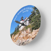 Bass Harbour Head Lighthouse Maine Round Wall Cloc Runde Wanduhr (Winkel)