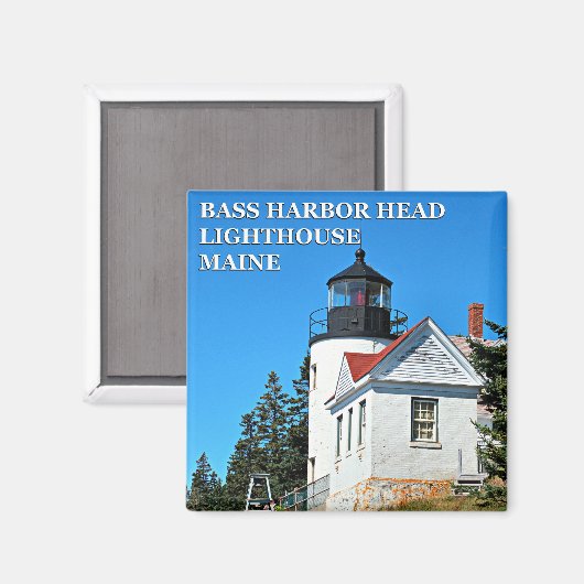 Bass Harbour Head Lighthouse, Maine Square Magnet (Vorderseite/Rückseite)