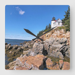 Bass Harbour Head Lighthouse, Maine Wall Clock Quadratische Wanduhr