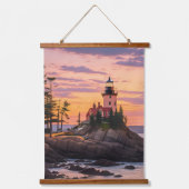 Bass Harbour Head Lighthouse Sunrise Wandteppich Mit Holzrahmen (Vorderseite)