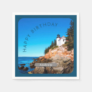 Bass Harbour Lighthouse Birthday Acadia NP Serviette