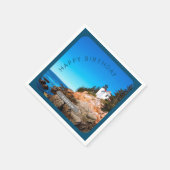 Bass Harbour Lighthouse Birthday Acadia NP Serviette (Ecke)