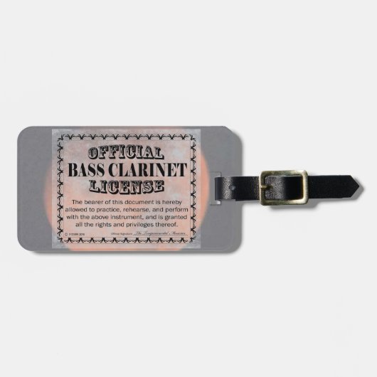 Bass Klarinettenlizenz Gepäckanhänger (Vorderseite horizontal)
