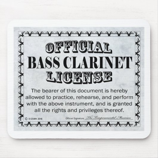 Bass Klarinettenlizenz Mousepad (Vorne)